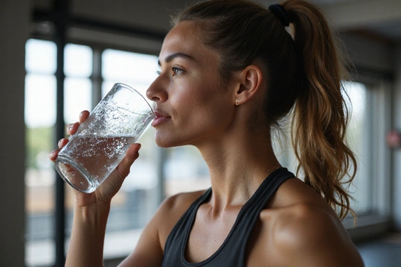 Deportista bebiendo agua después de entrenar
